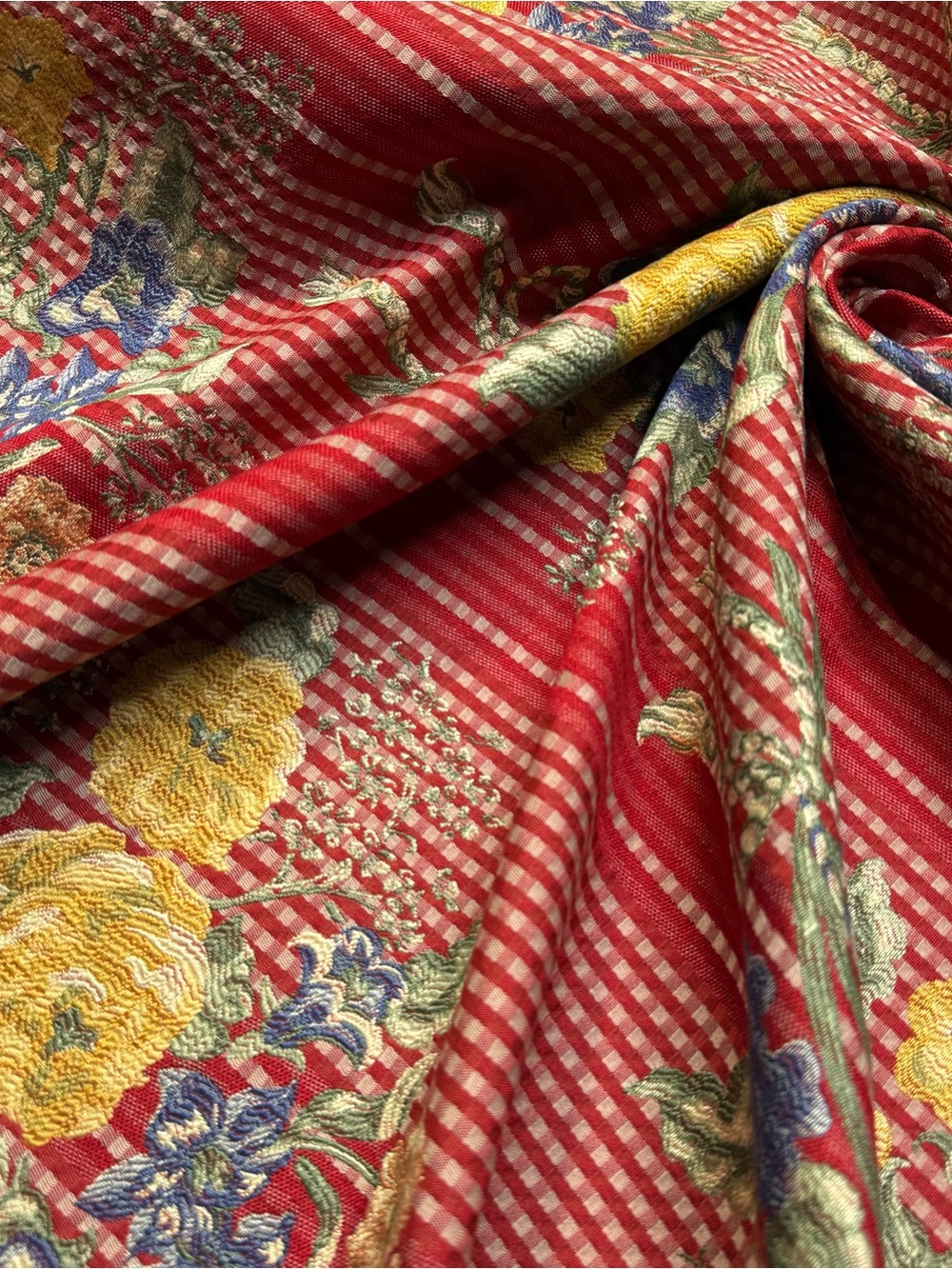 Kendall Chianti Jacquard Floral Upholstery Fabric By The Yard French Country